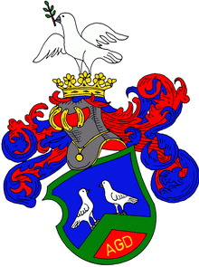 Erb rodu Drozd (von Drost). Blason: Modr tt zelen lemovan s ervenou patou, v n zlat litery AGD, oddlenou zelenou krokv, na n dv stbrn holubice elem k sob. Nad turnajskou pilbic helmovn korunka s klenotem: stbrn holubice s olivovou sntkou v zobku. Pikryvadla: modro-erven.